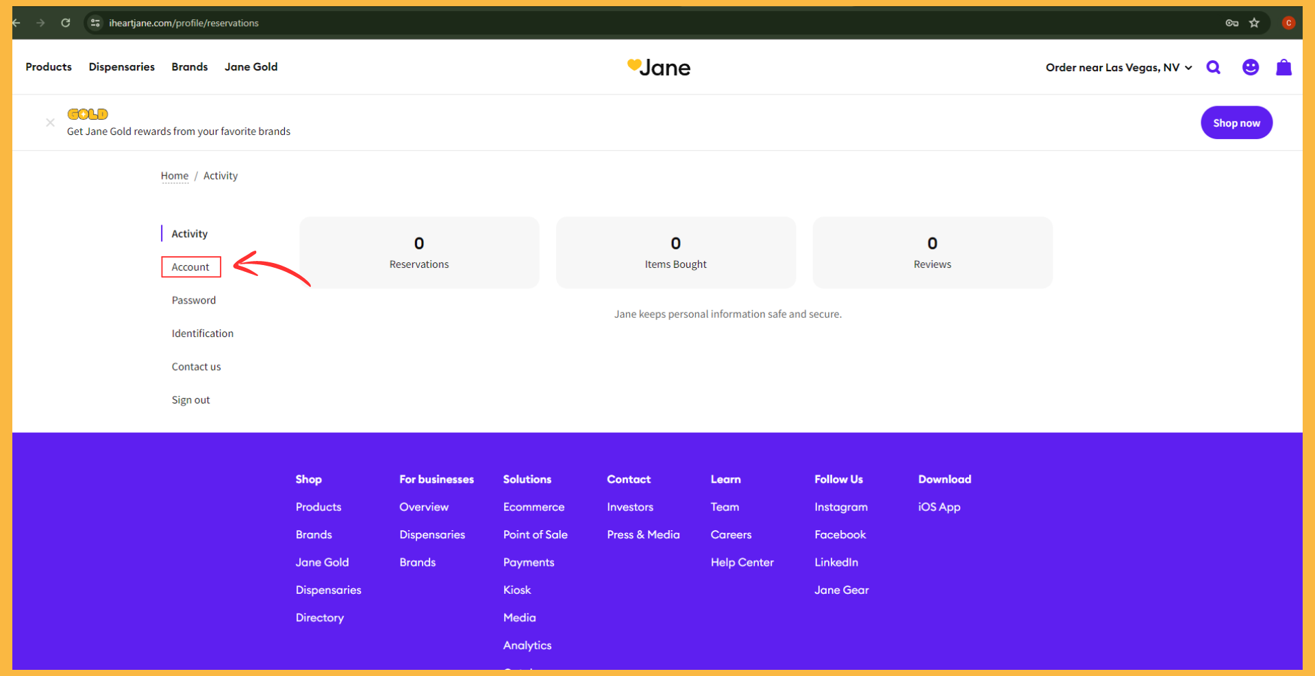 JanePay Account Button.
